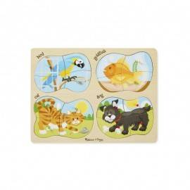 PUZZLE DE LEMN 4 ÎN 1 - ANIMALE DE COMPANIE