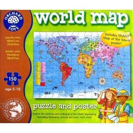 Puzzle si poster Harta lumii (limba engleza 150 piese) WORLD MAP PUZZLE & POSTER