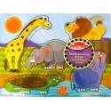 PUZZLE DE LEMN - ATINGE ȘI DESCOPERĂ - ANIMALE ZOO
