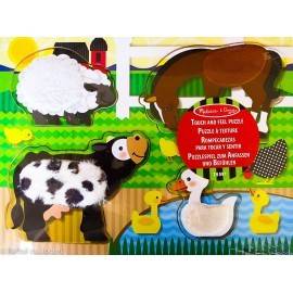 PUZZLE DE LEMN - ATINGE ȘI DESCOPERĂ - ANIMALE FERMĂ